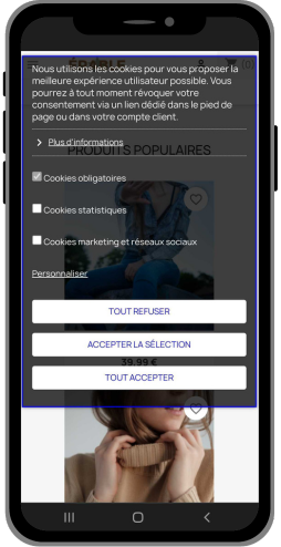 Bandeau cookies conforme aux dernières lois européennes